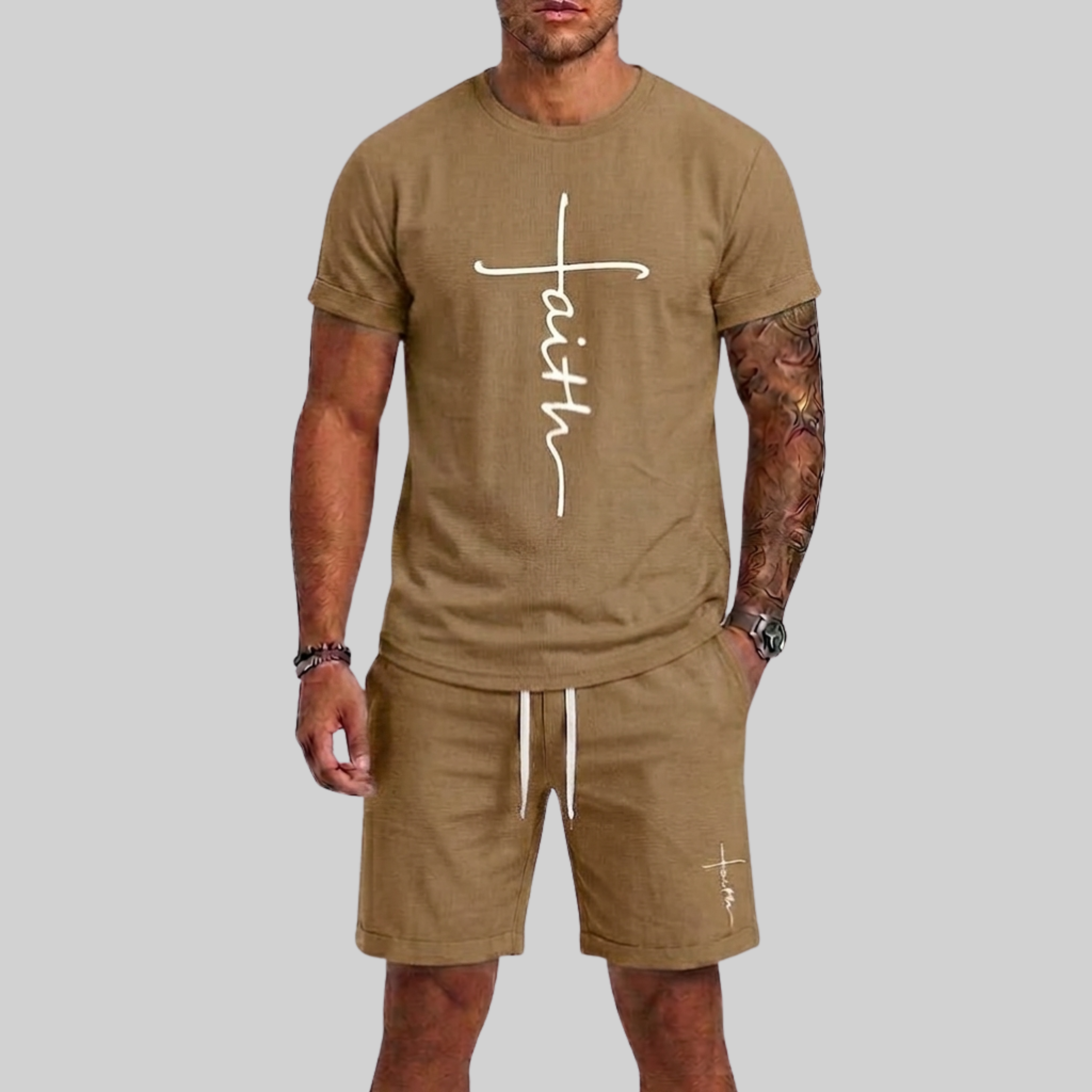 Lunelle | Heren Sportset met T-Shirt en Shorts met 3D-Print