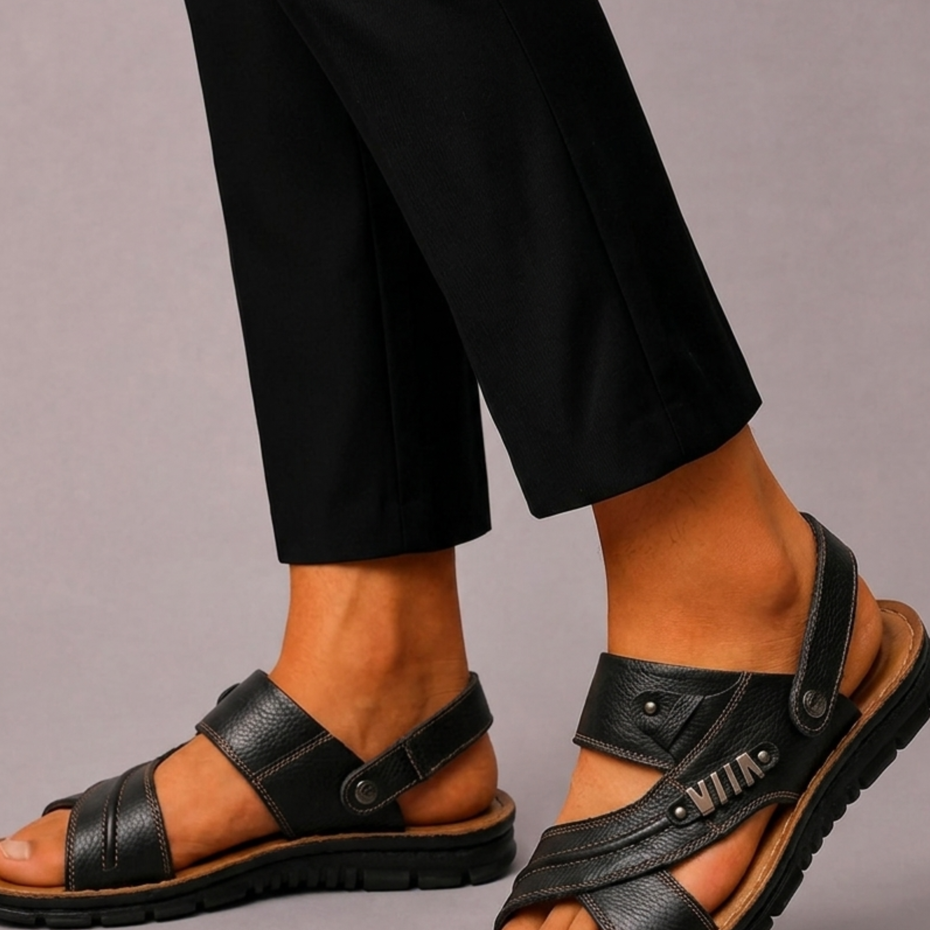 Lunelle | Heren Sandalen met Dubbele Gesp en Stevige Zool