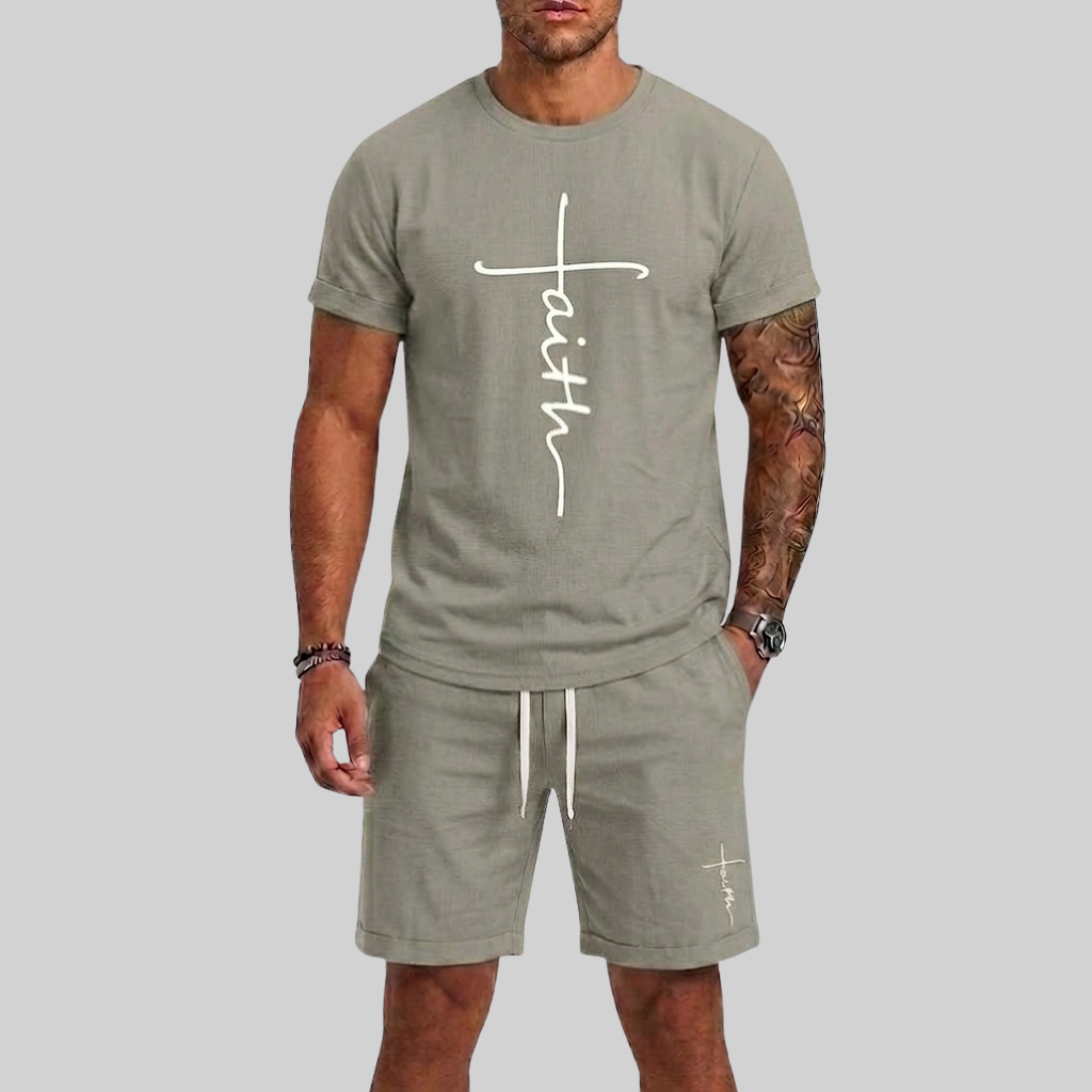 Lunelle | Heren Sportset met T-Shirt en Shorts met 3D-Print