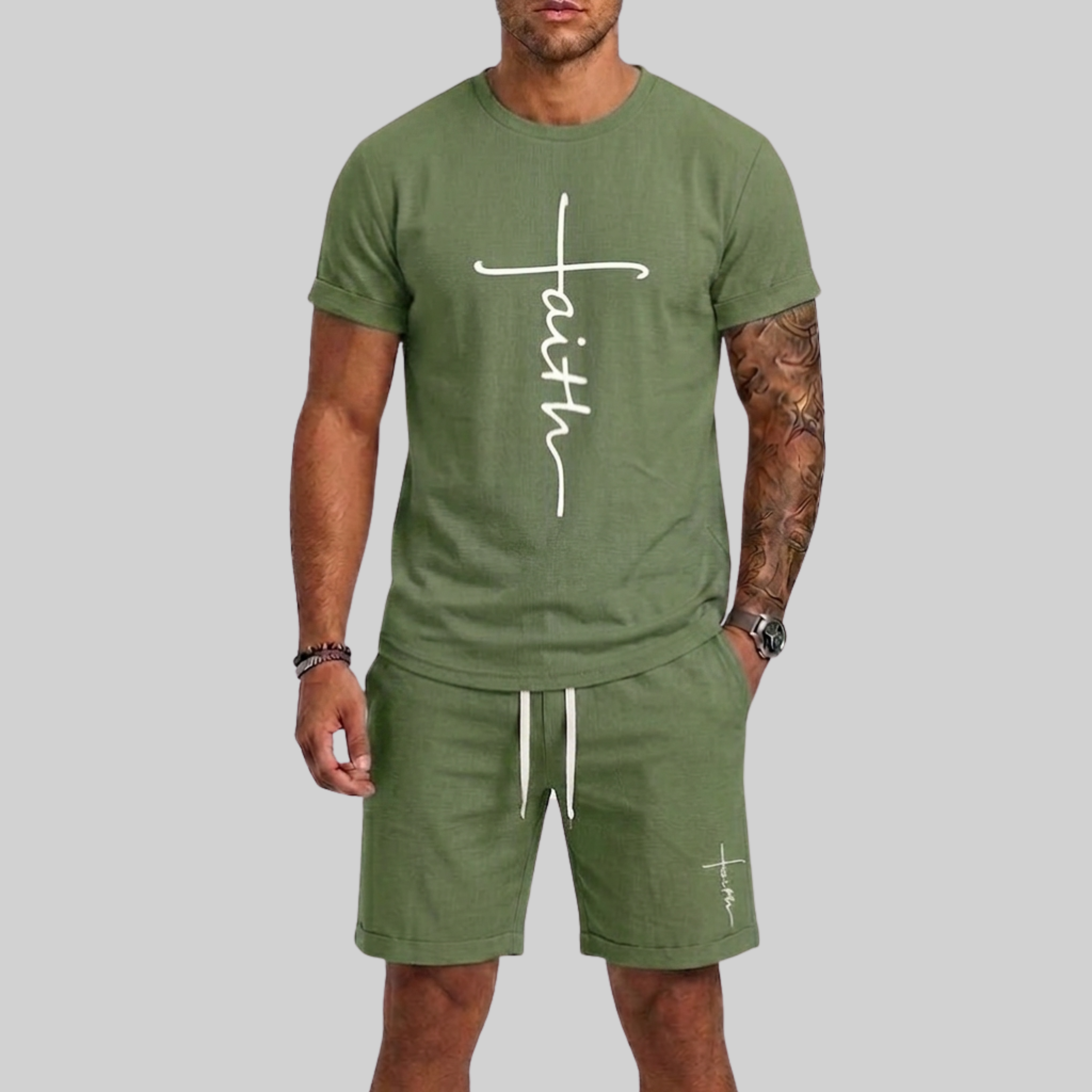 Lunelle | Heren Sportset met T-Shirt en Shorts met 3D-Print