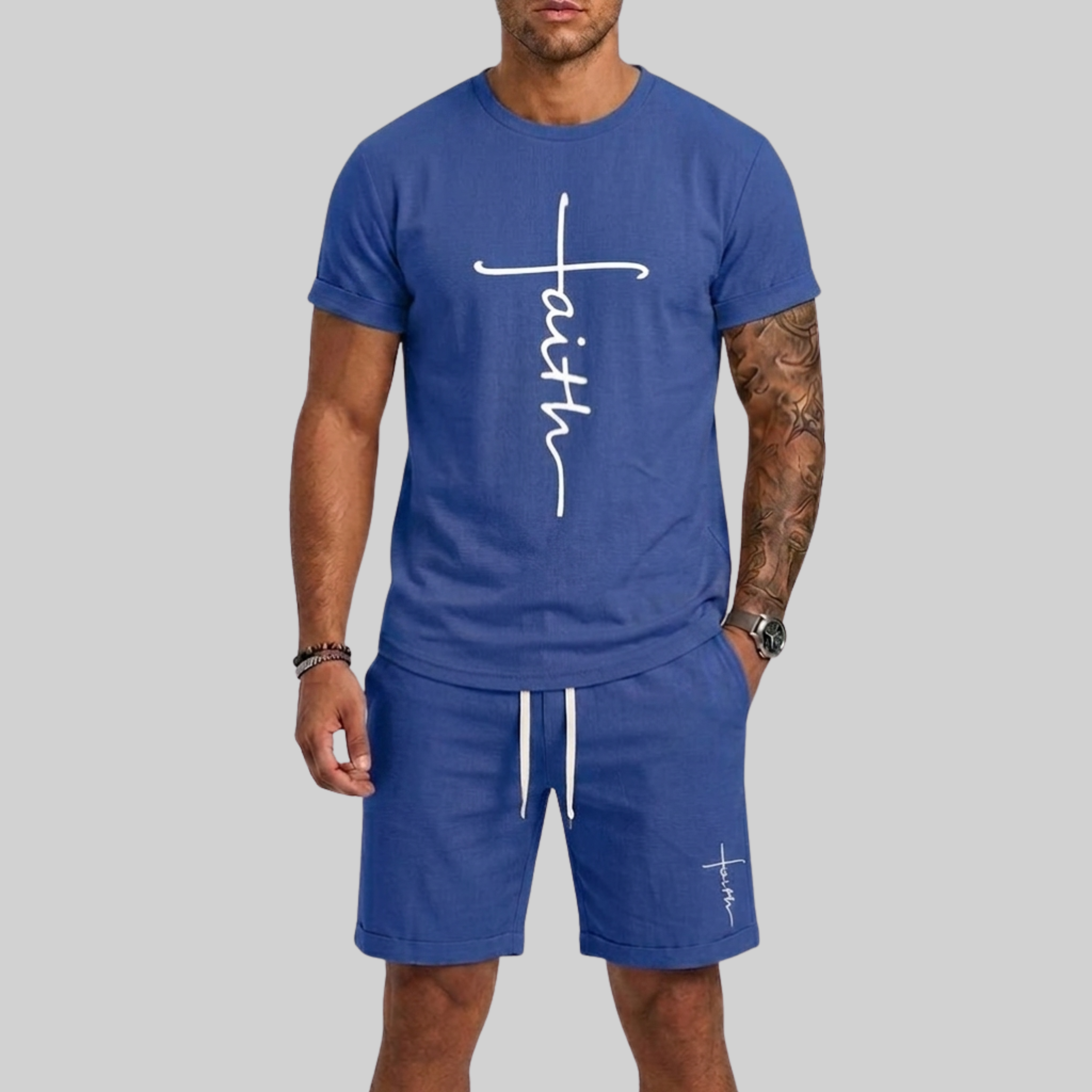Lunelle | Heren Sportset met T-Shirt en Shorts met 3D-Print