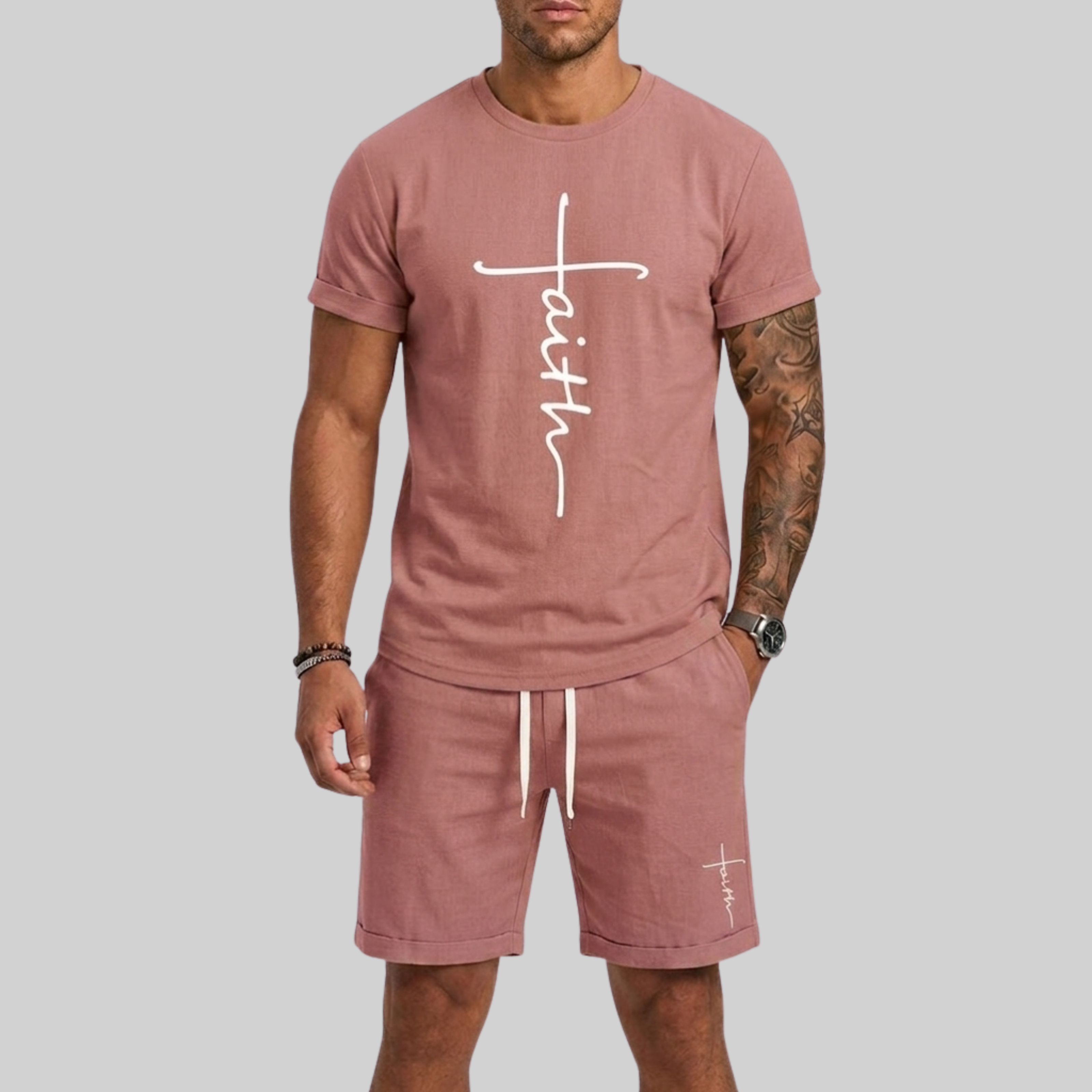 Lunelle | Heren Sportset met T-Shirt en Shorts met 3D-Print