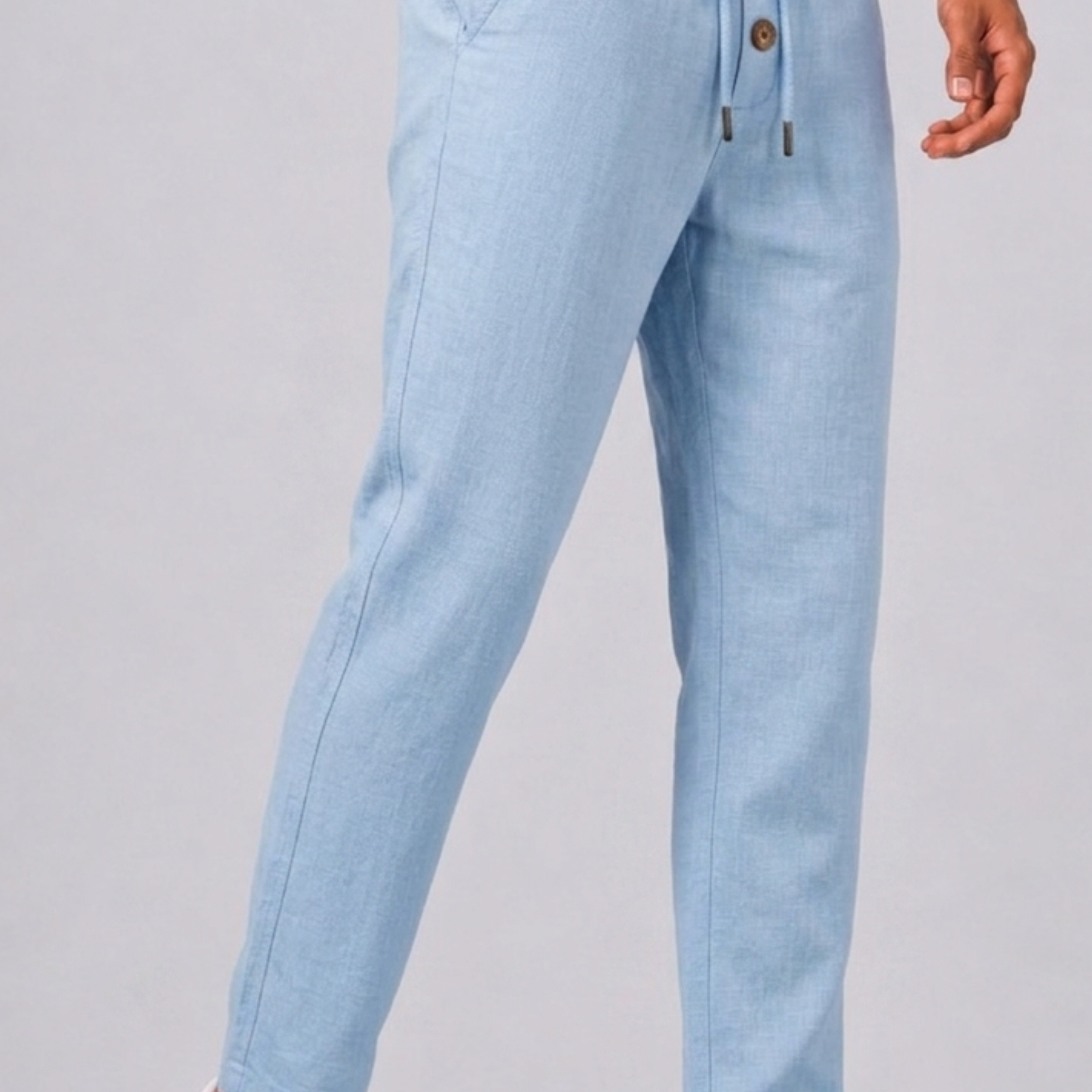Lunelle | Heren Linnenlook Broek met Trekkoord en Rechte Pijpen