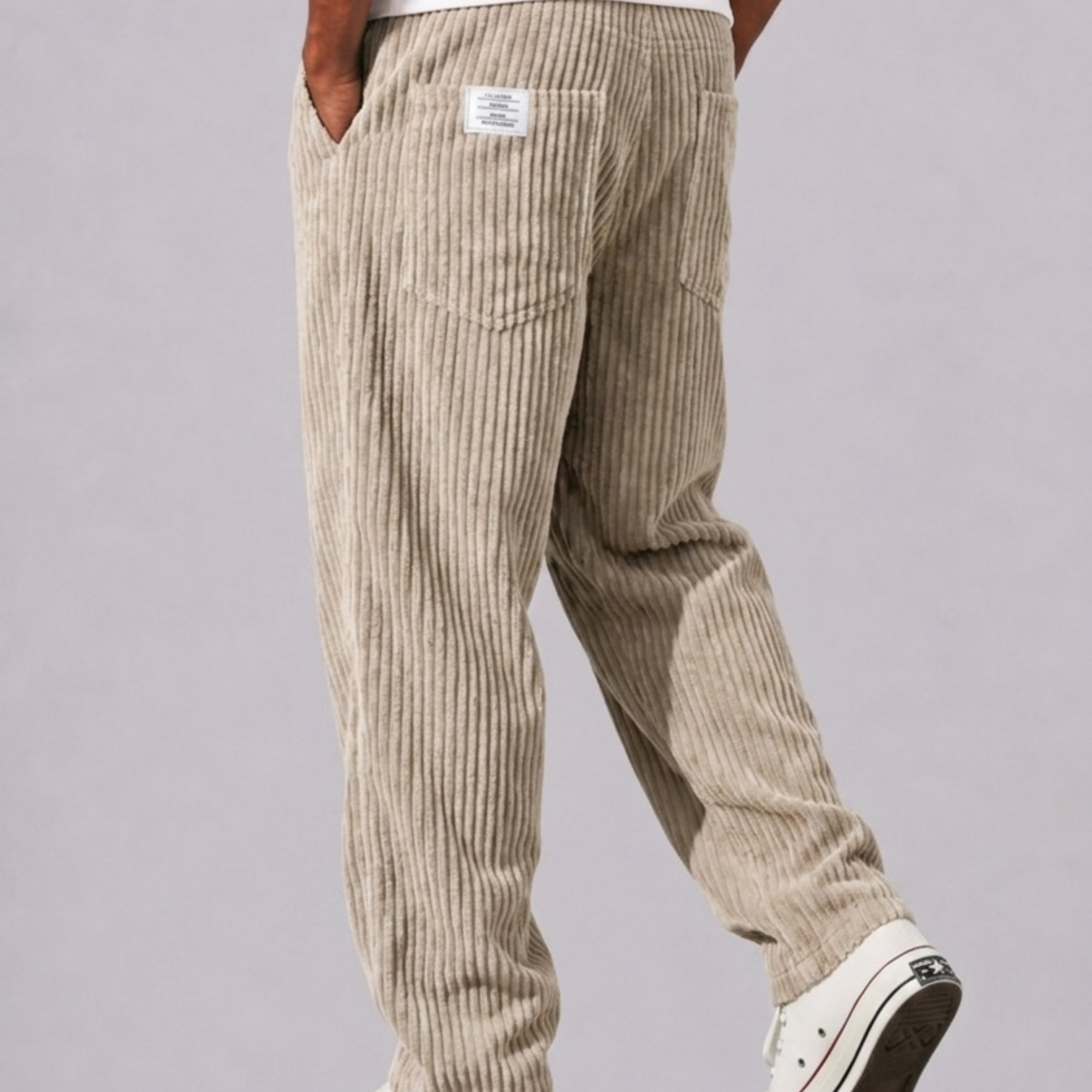Lunelle | Heren Cord Broek met Elastische Taille en Trekkoord
