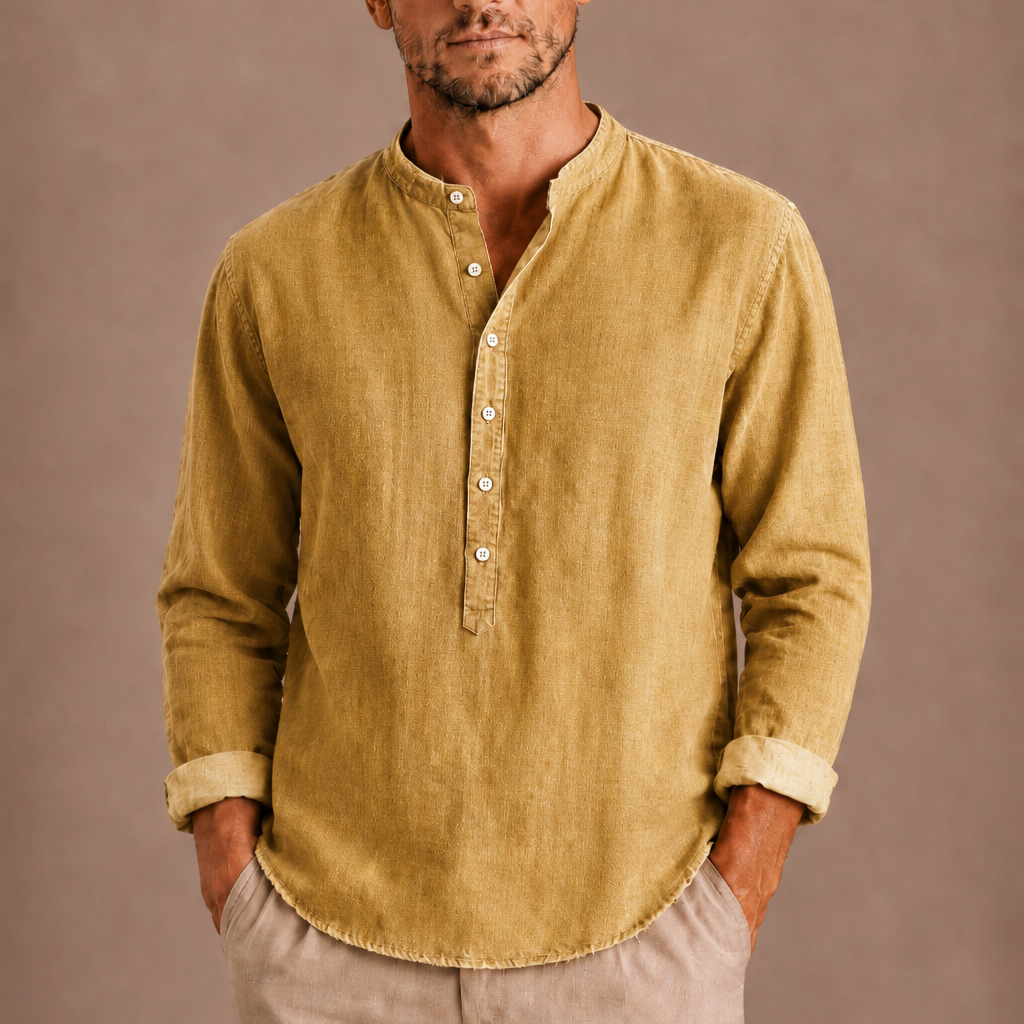 Lunelle | Heren Henley Shirt met Lange Mouwen