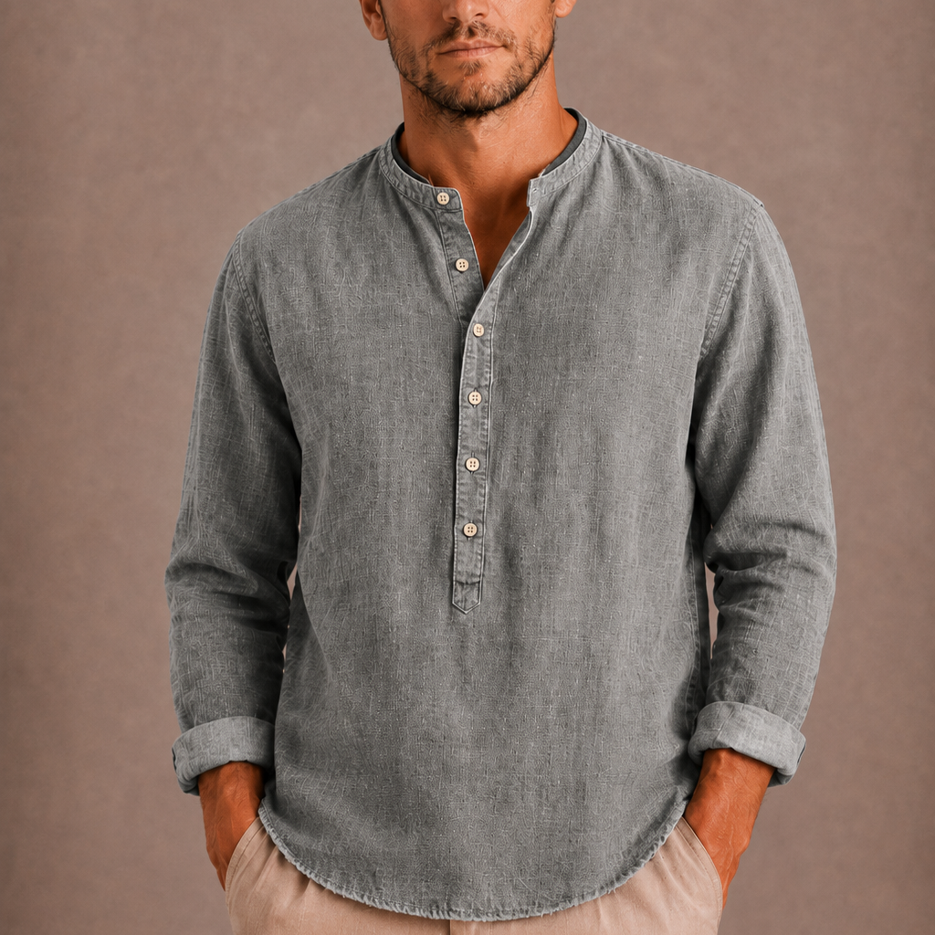 Lunelle | Heren Henley Shirt met Lange Mouwen