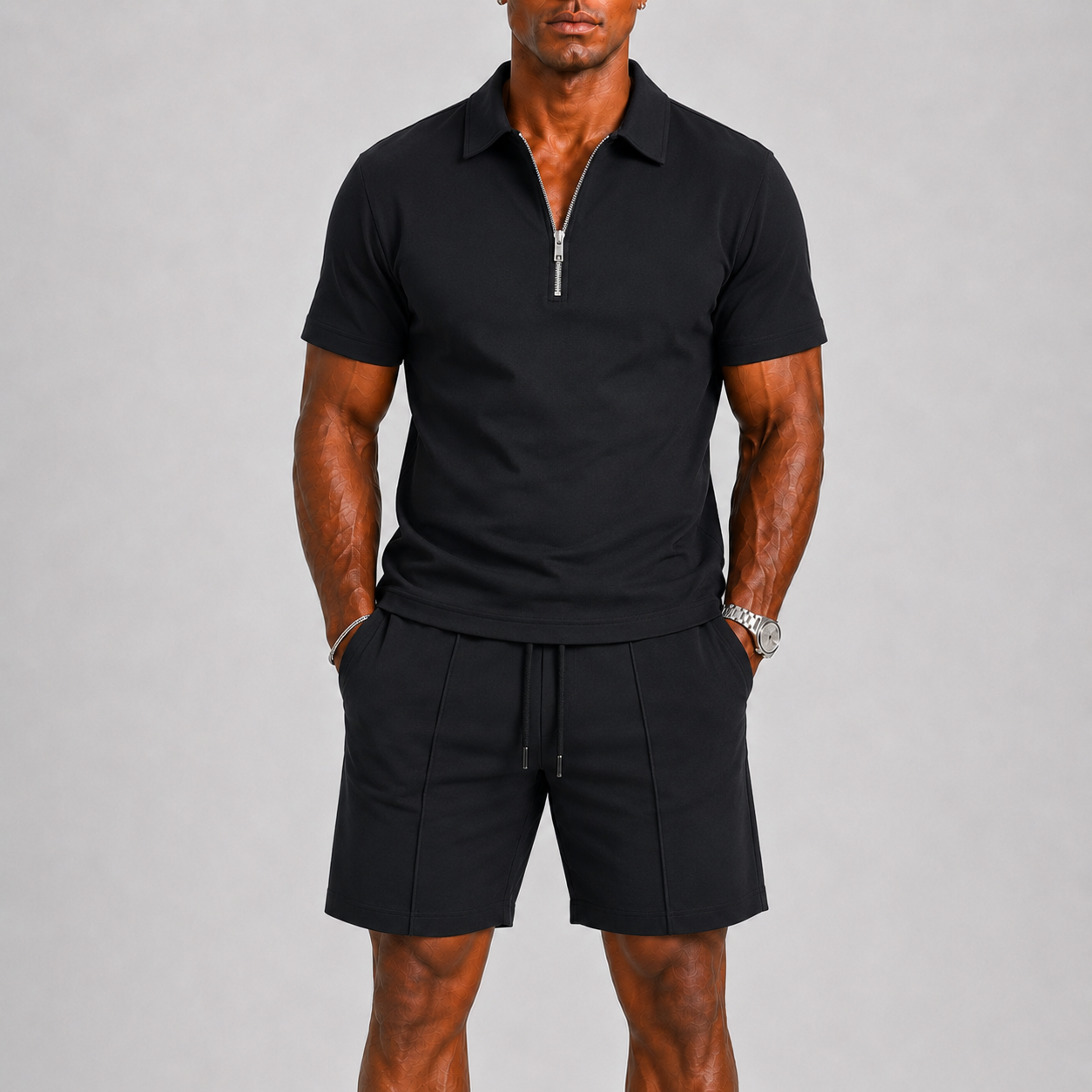 Lunelle | Heren Polo met Ritssluiting en Korte Broek Zomerset