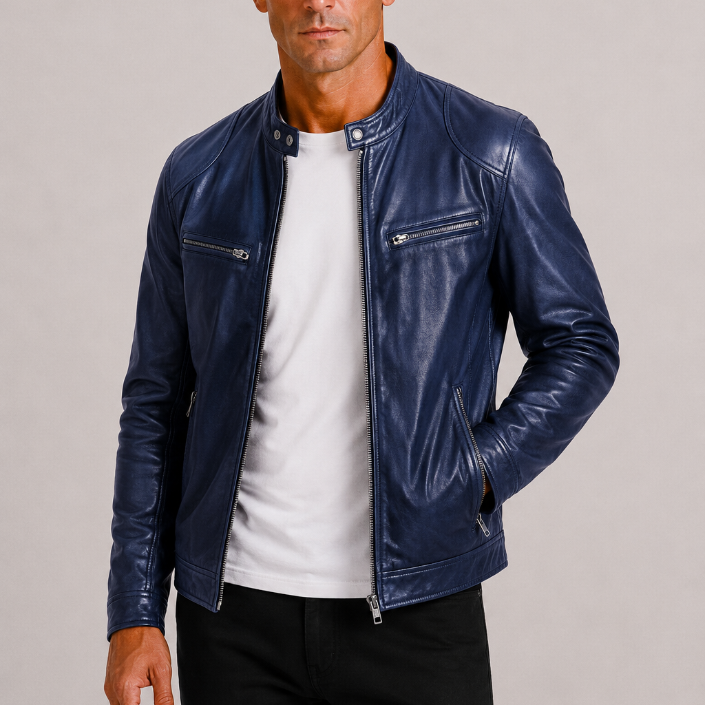 Lunelle | Heren Leren Bikerjack Stoere Tijdloze Stijl