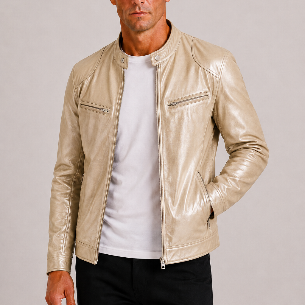 Lunelle | Heren Leren Bikerjack Stoere Tijdloze Stijl