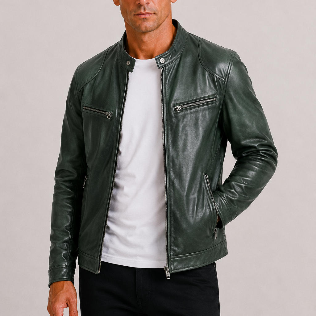 Lunelle | Heren Leren Bikerjack Stoere Tijdloze Stijl