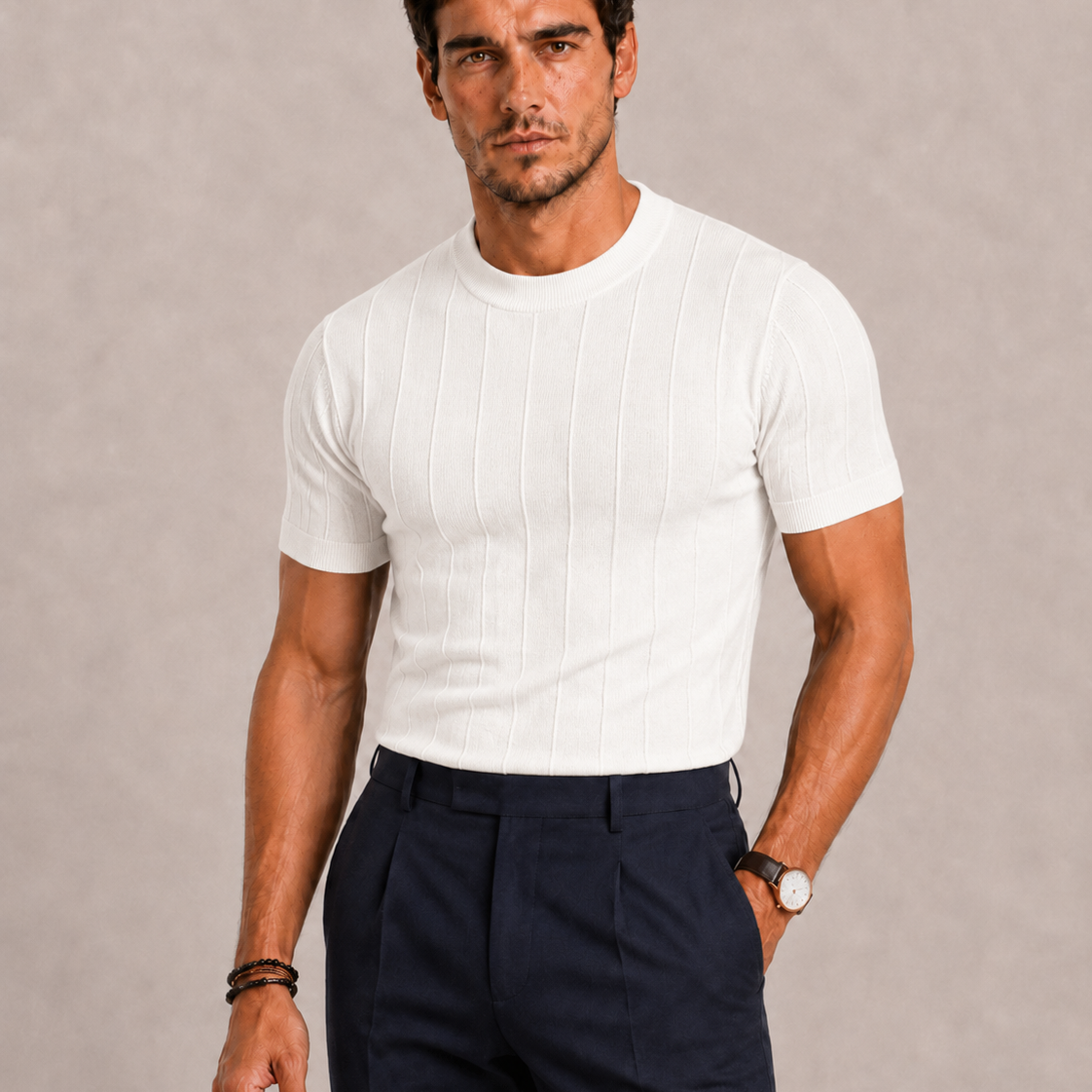 Lunelle | Heren Gebreid Poloshirt Korte Mouwen
