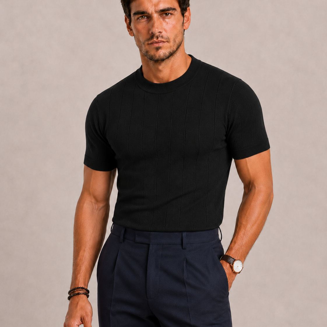 Lunelle | Heren Gebreid Poloshirt Korte Mouwen