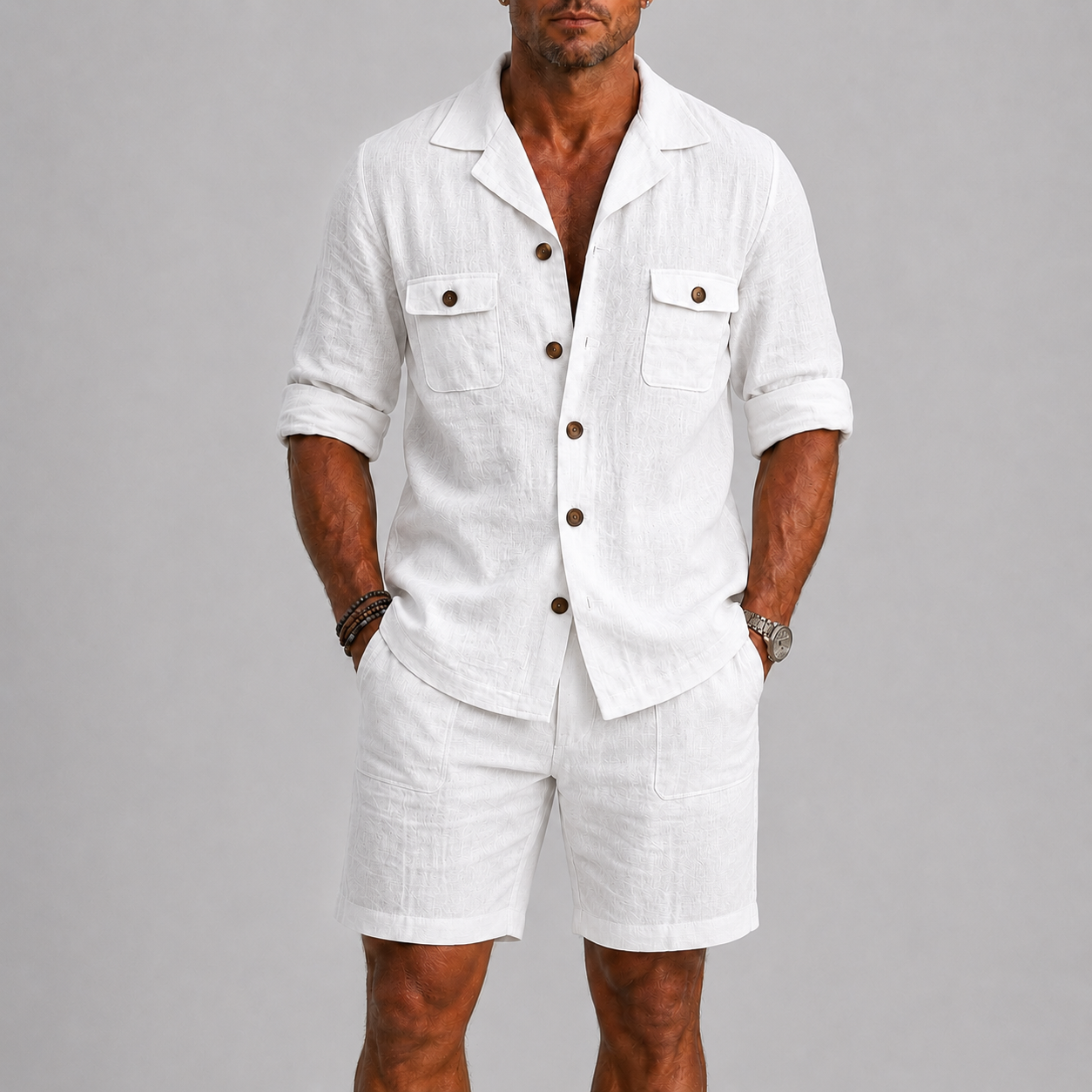 Lunelle | Heren Linnen Set met Overhemd en Short