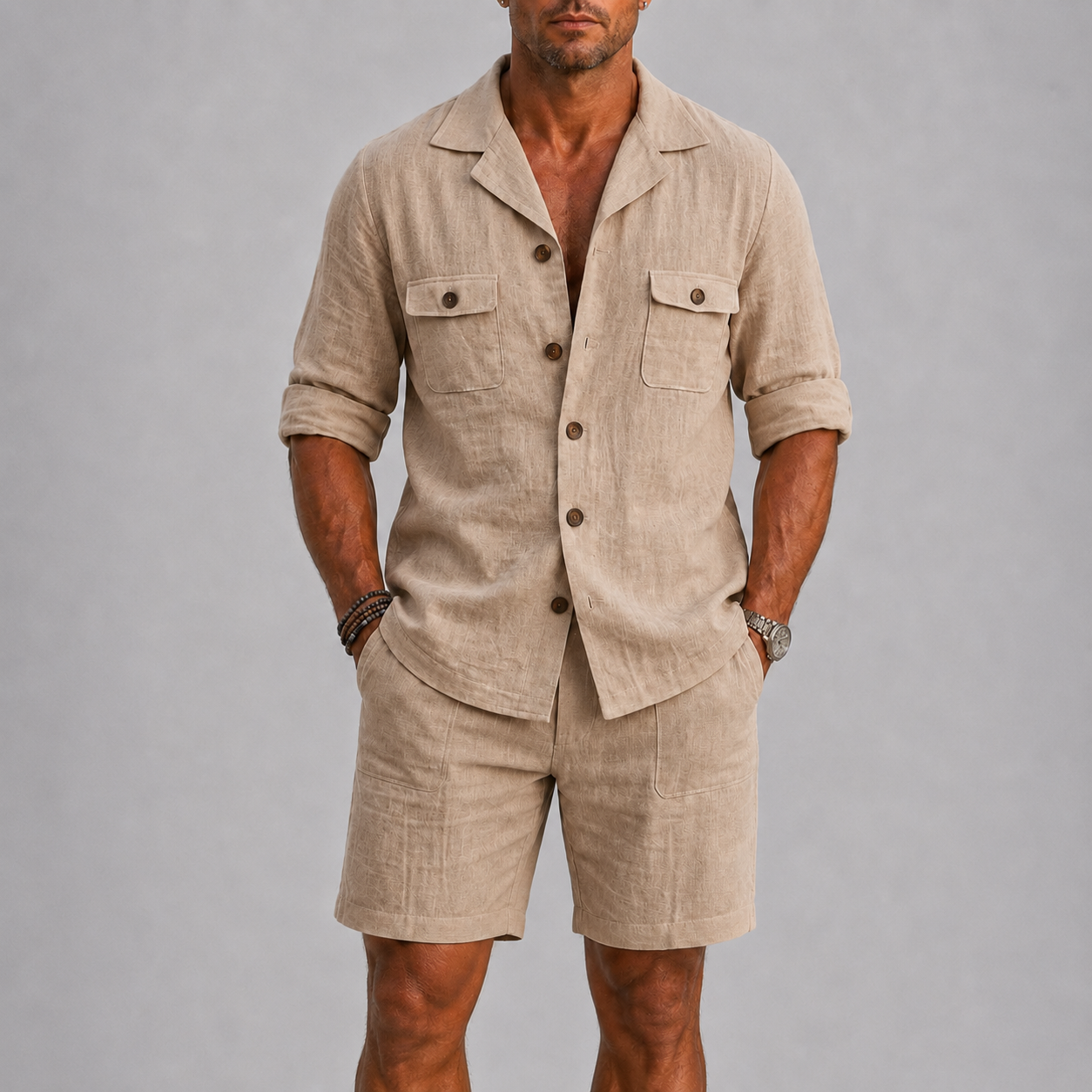 Lunelle | Heren Linnen Set met Overhemd en Short
