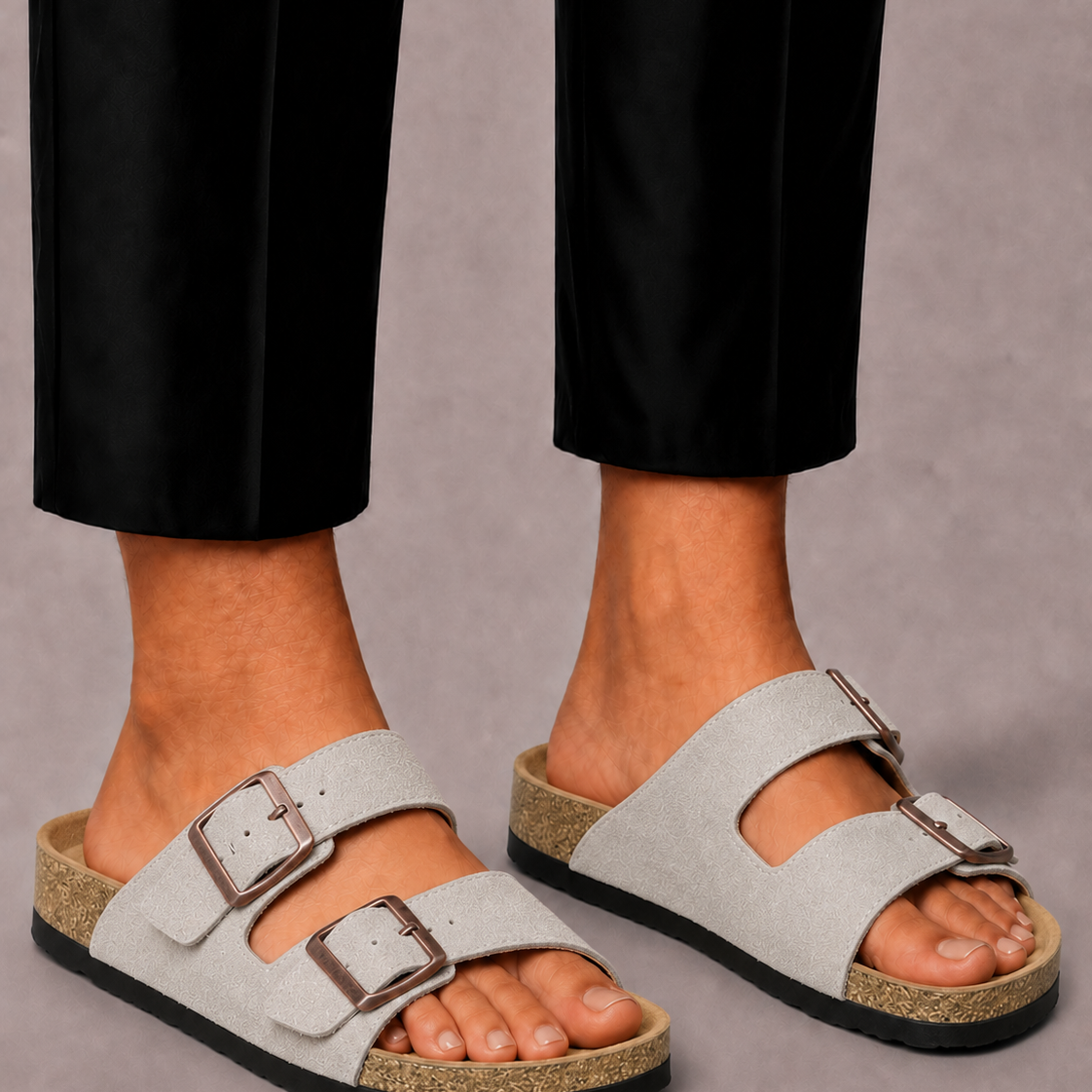 Lunelle | Heren Slippers met Dubbele Gesp en Comfortvoetbed