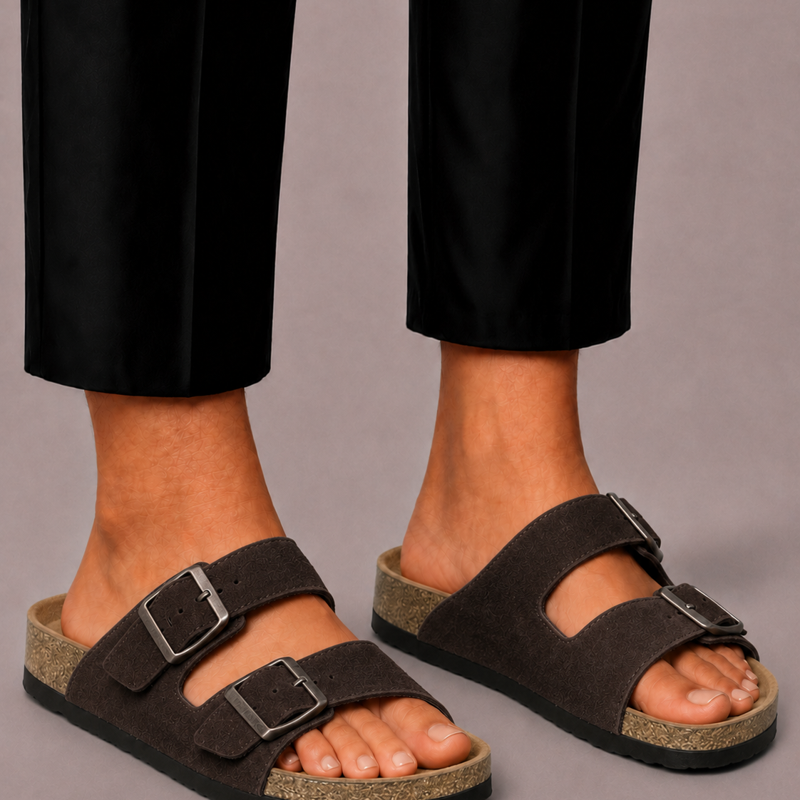 Lunelle | Heren Slippers met Dubbele Gesp en Comfortvoetbed
