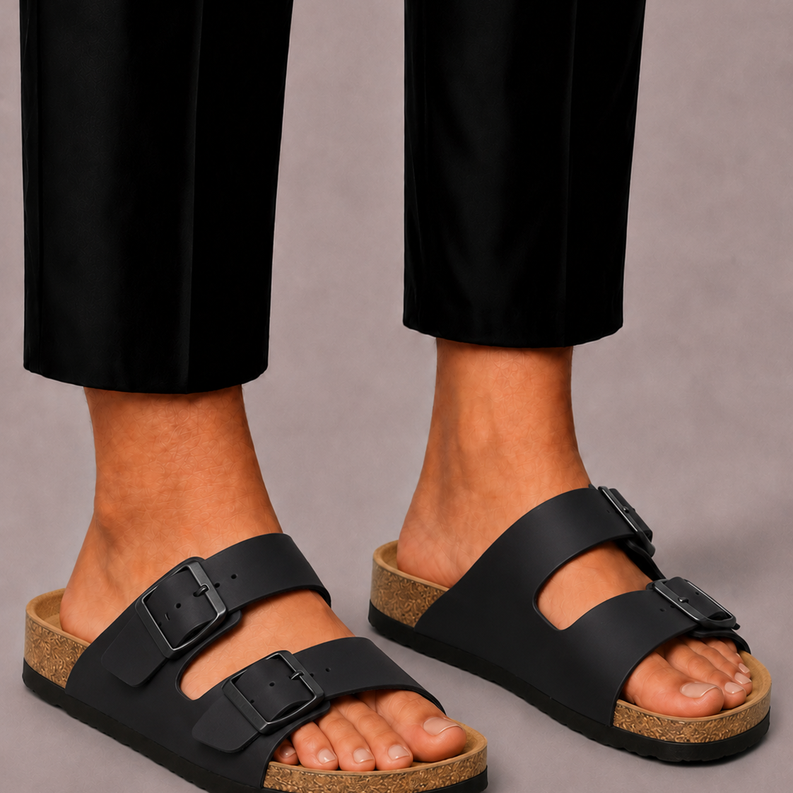 Lunelle | Heren Slippers met Dubbele Gesp en Comfortvoetbed
