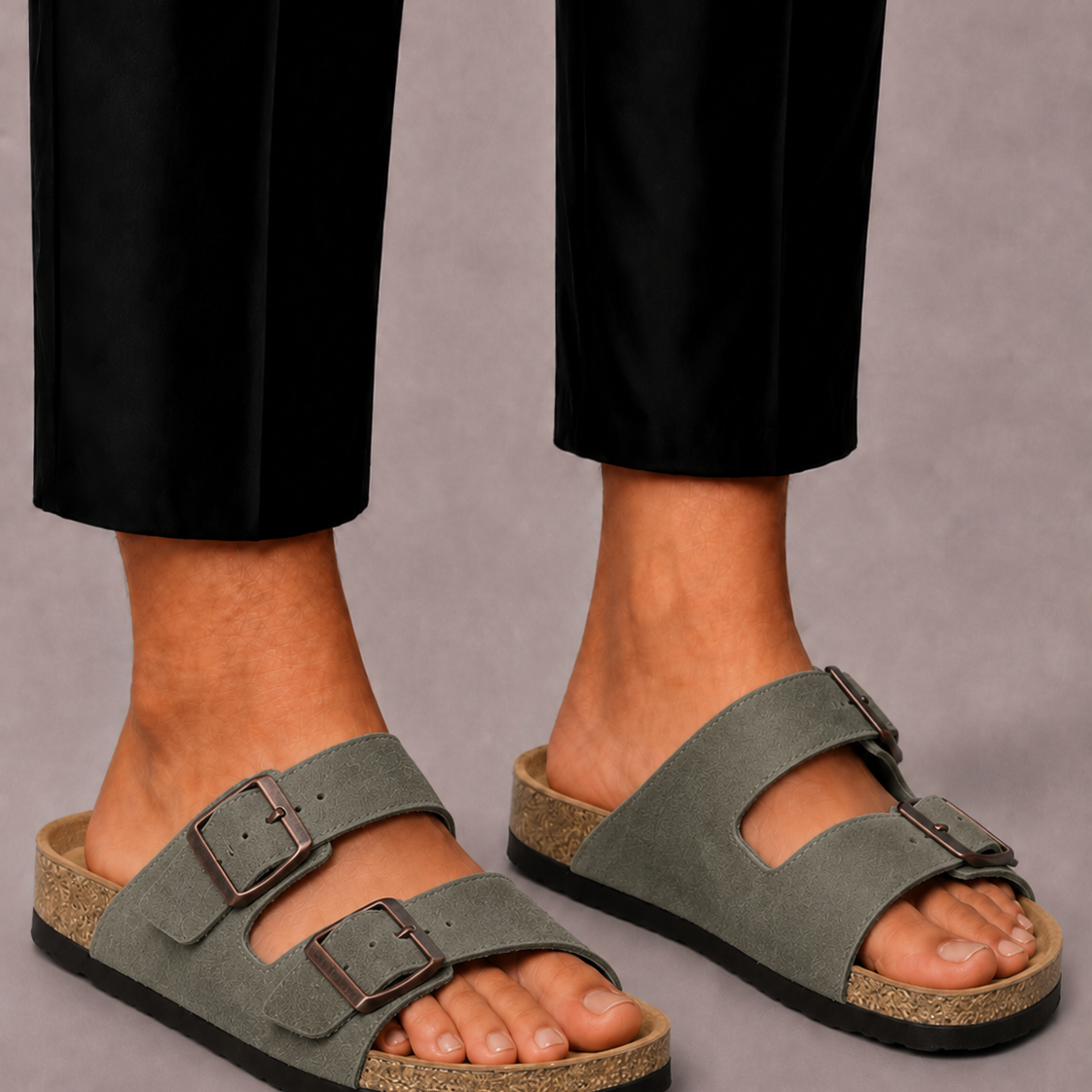 Lunelle | Heren Slippers met Dubbele Gesp en Comfortvoetbed