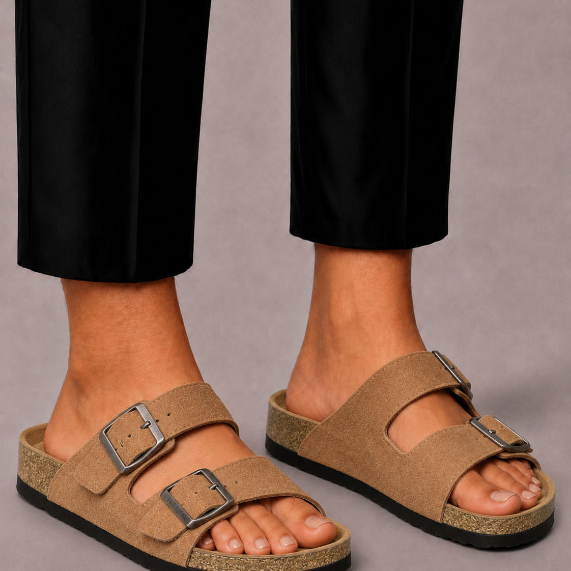 Lunelle | Heren Slippers met Dubbele Gesp en Comfortvoetbed