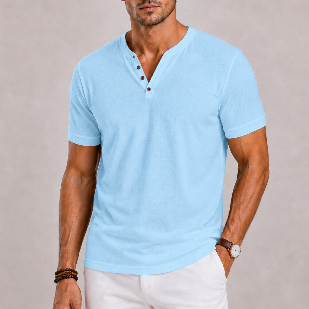 Lunelle | Heren Shirt met V-Hals en Korte Mouwen