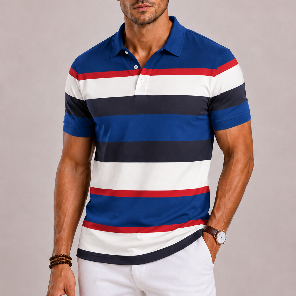Lunelle | Heren Retro Polo met Brede Strepen