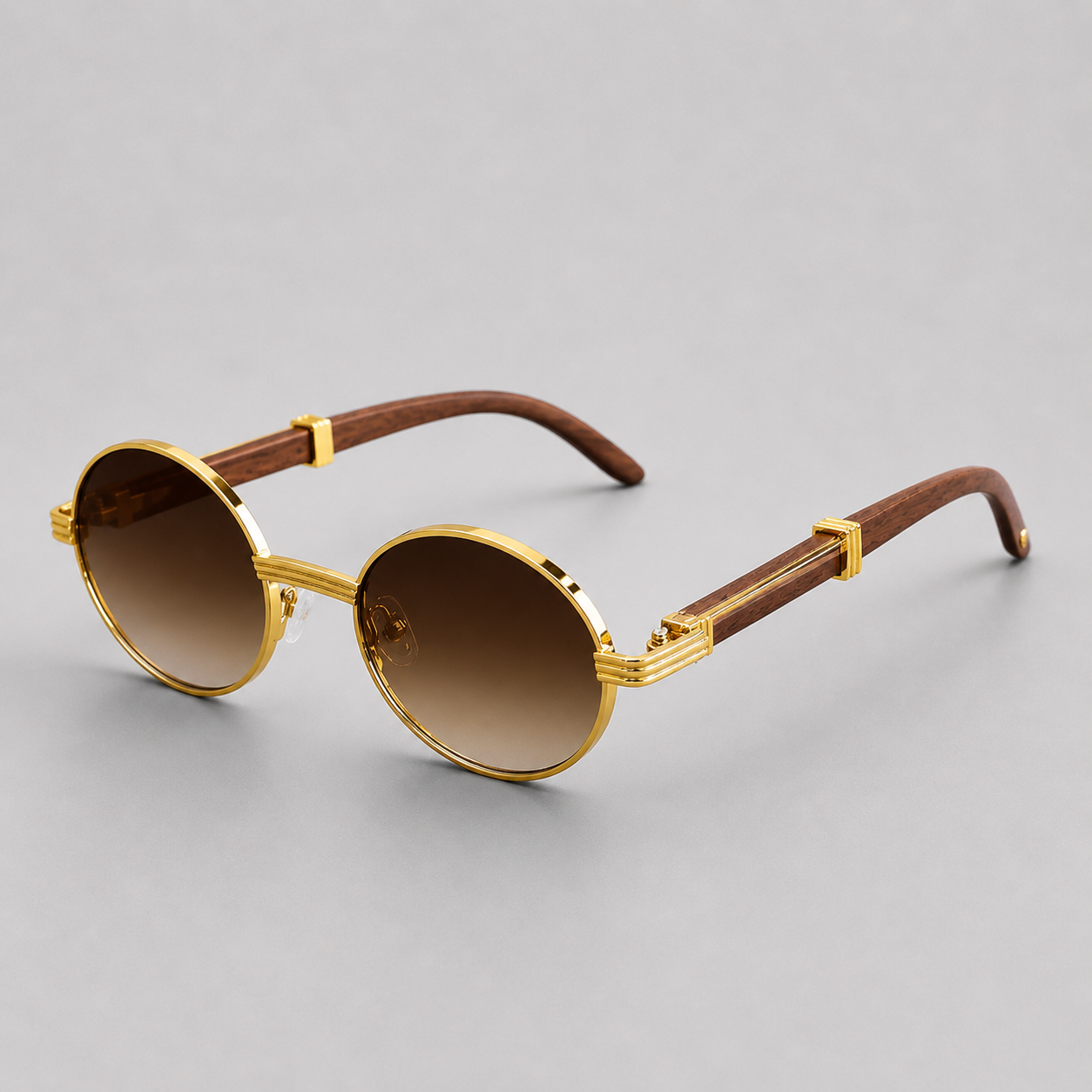 Lunelle | Heren Zonnebril Goud Rond Metaal Vintage Stijl