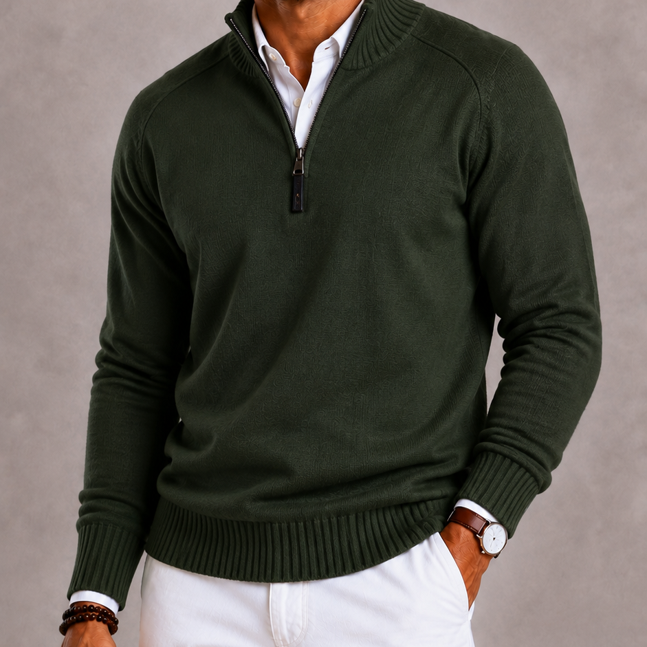 Lunelle | Men's Knitted Turtleneck with Zipper and Warm Thick Knit Structure