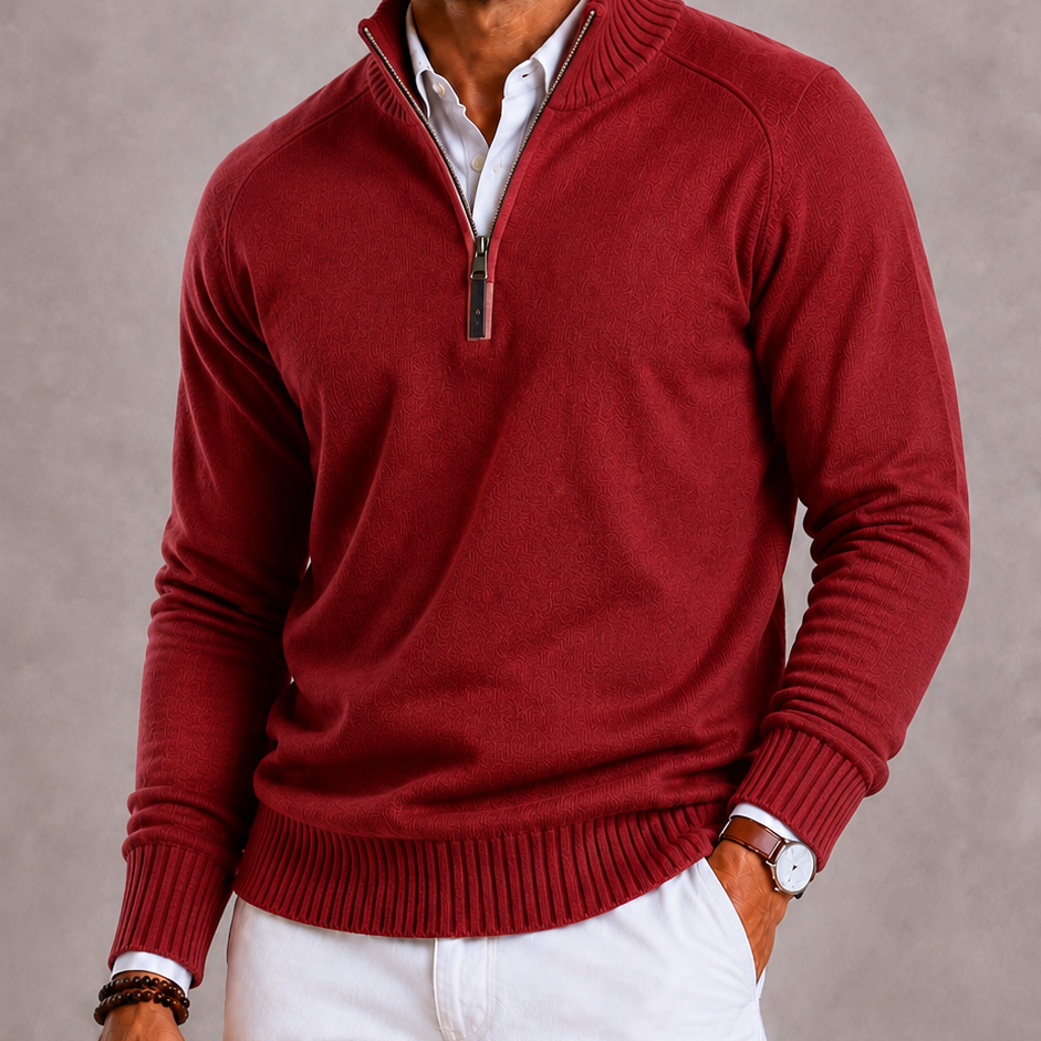 Lunelle | Men's Knitted Turtleneck with Zipper and Warm Thick Knit Structure