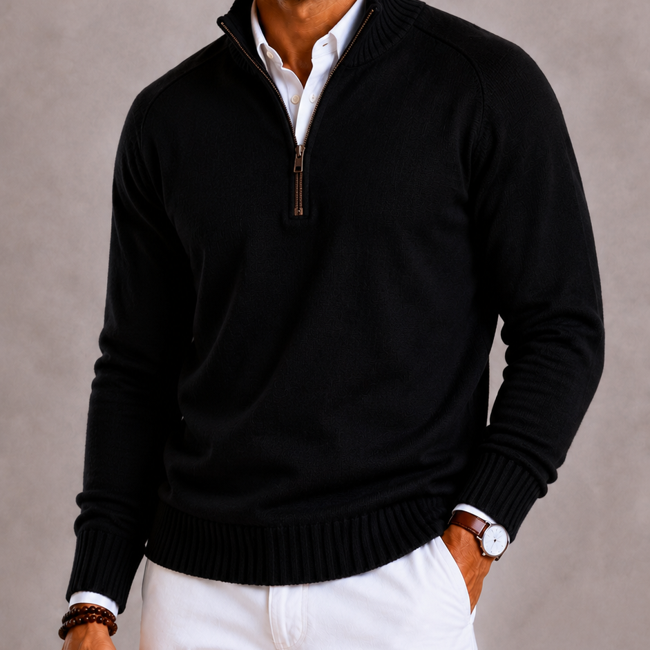 Lunelle | Men's Knitted Turtleneck with Zipper and Warm Thick Knit Structure