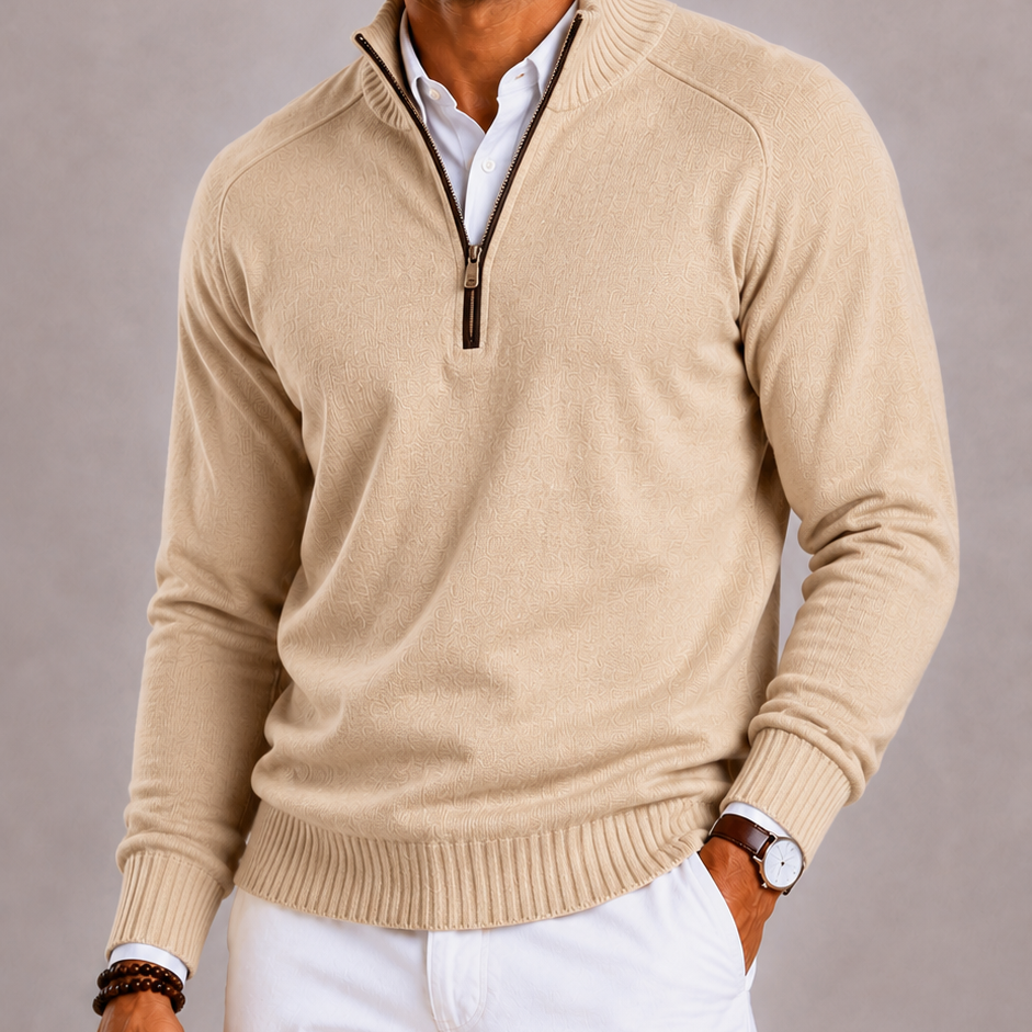 Lunelle | Men's Knitted Turtleneck with Zipper and Warm Thick Knit Structure