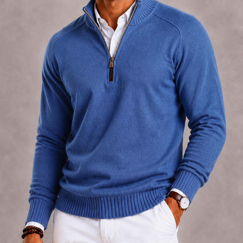 Lunelle | Men's Knitted Turtleneck with Zipper and Warm Thick Knit Structure
