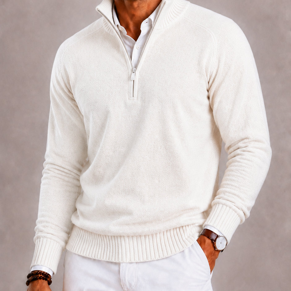 Lunelle | Men's Knitted Turtleneck with Zipper and Warm Thick Knit Structure