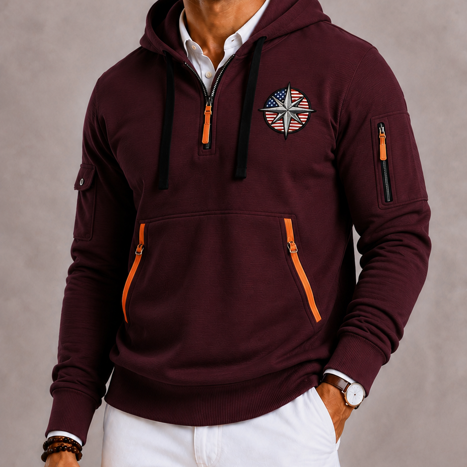 Lunelle | Men's Hoodie with Hood and Leopard Print