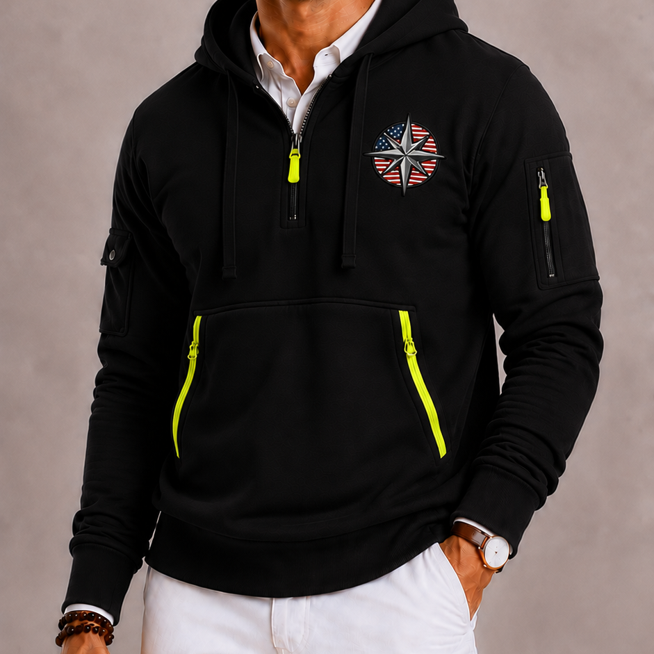 Lunelle | Men's Hoodie with Hood and Leopard Print