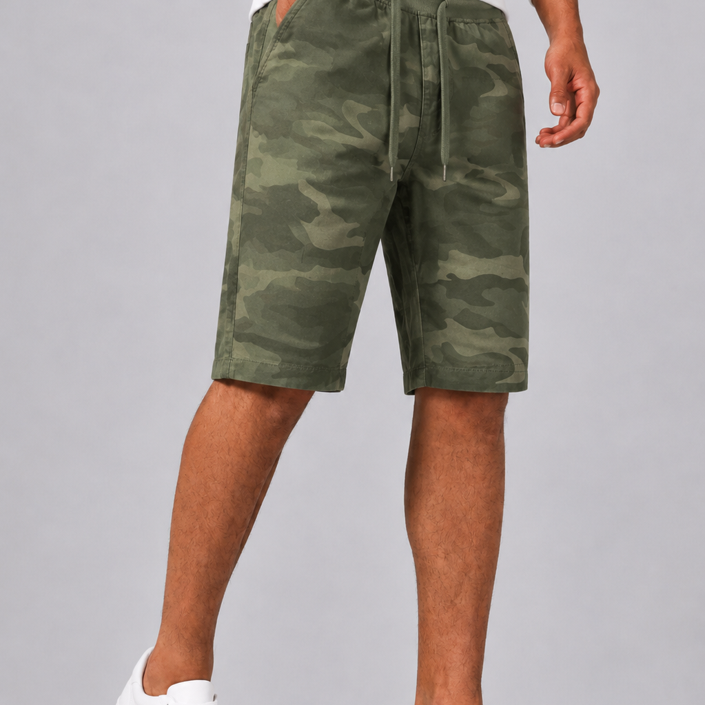 Lunelle | Heren Camo Short met Trekkoord en Elastische Taille