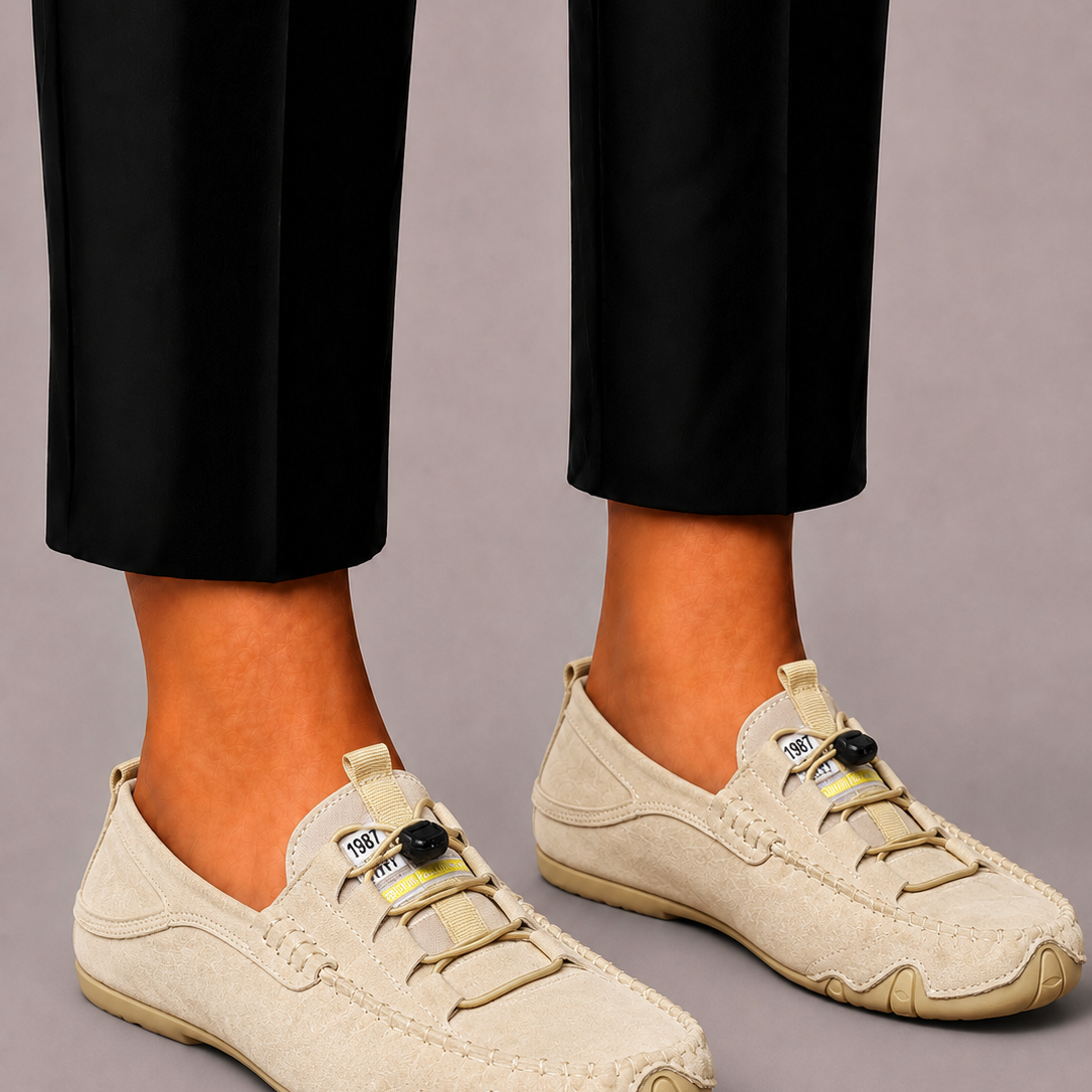 Lunelle | Heren Suède Instappers met Mesh Details