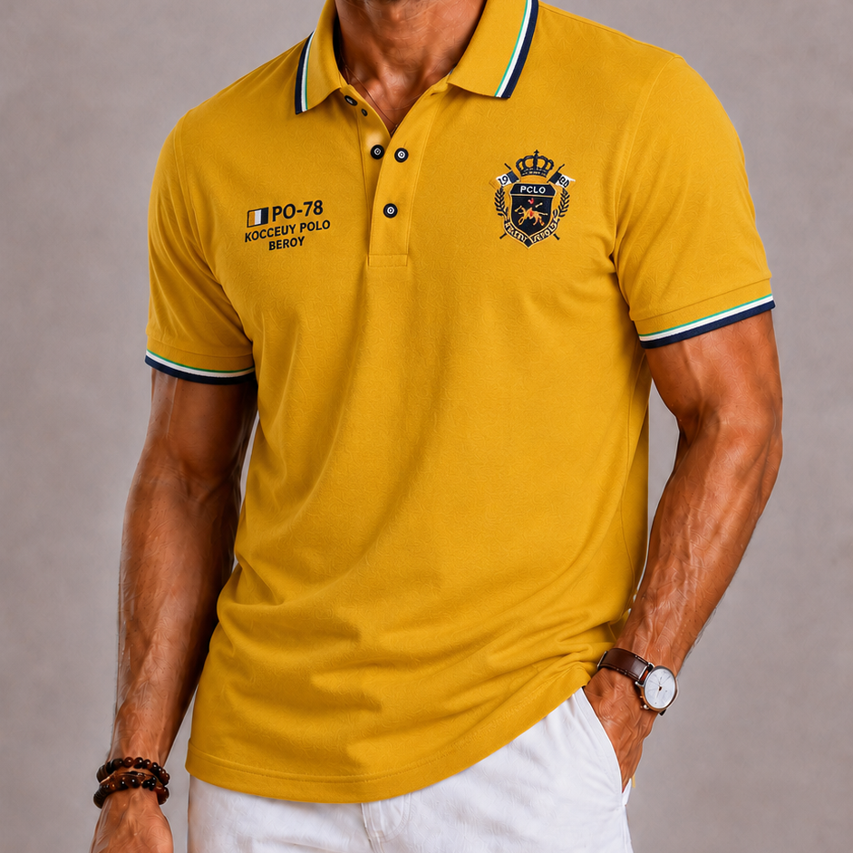 Lunelle | Heren Polo met Geborduurd Detail en Klassieke Kraag