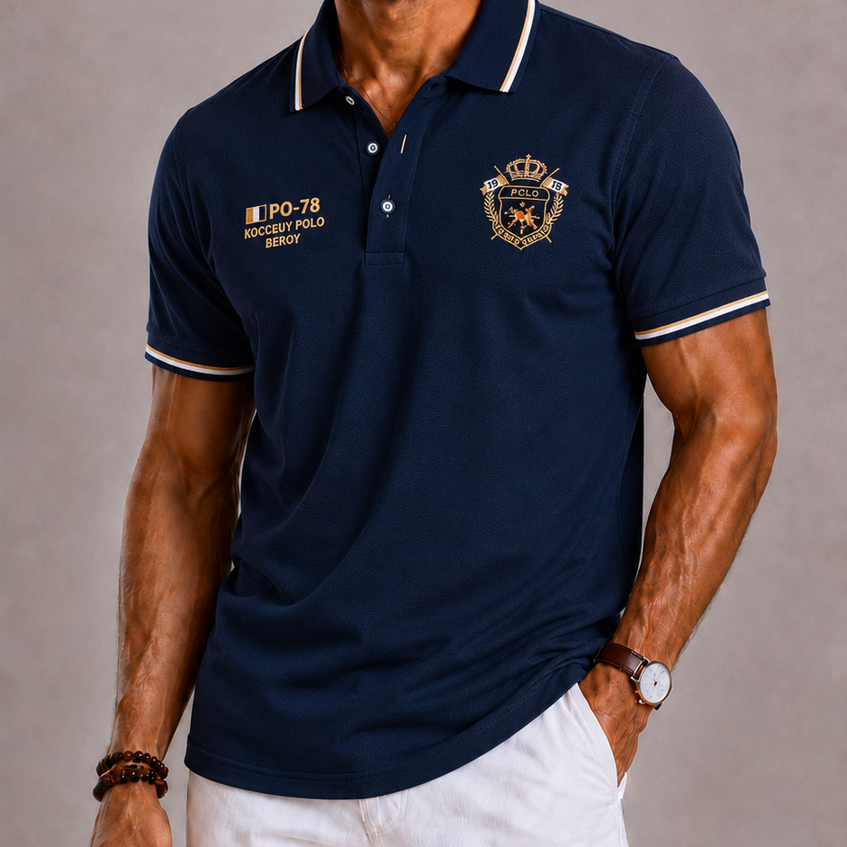 Lunelle | Heren Polo met Geborduurd Detail en Klassieke Kraag