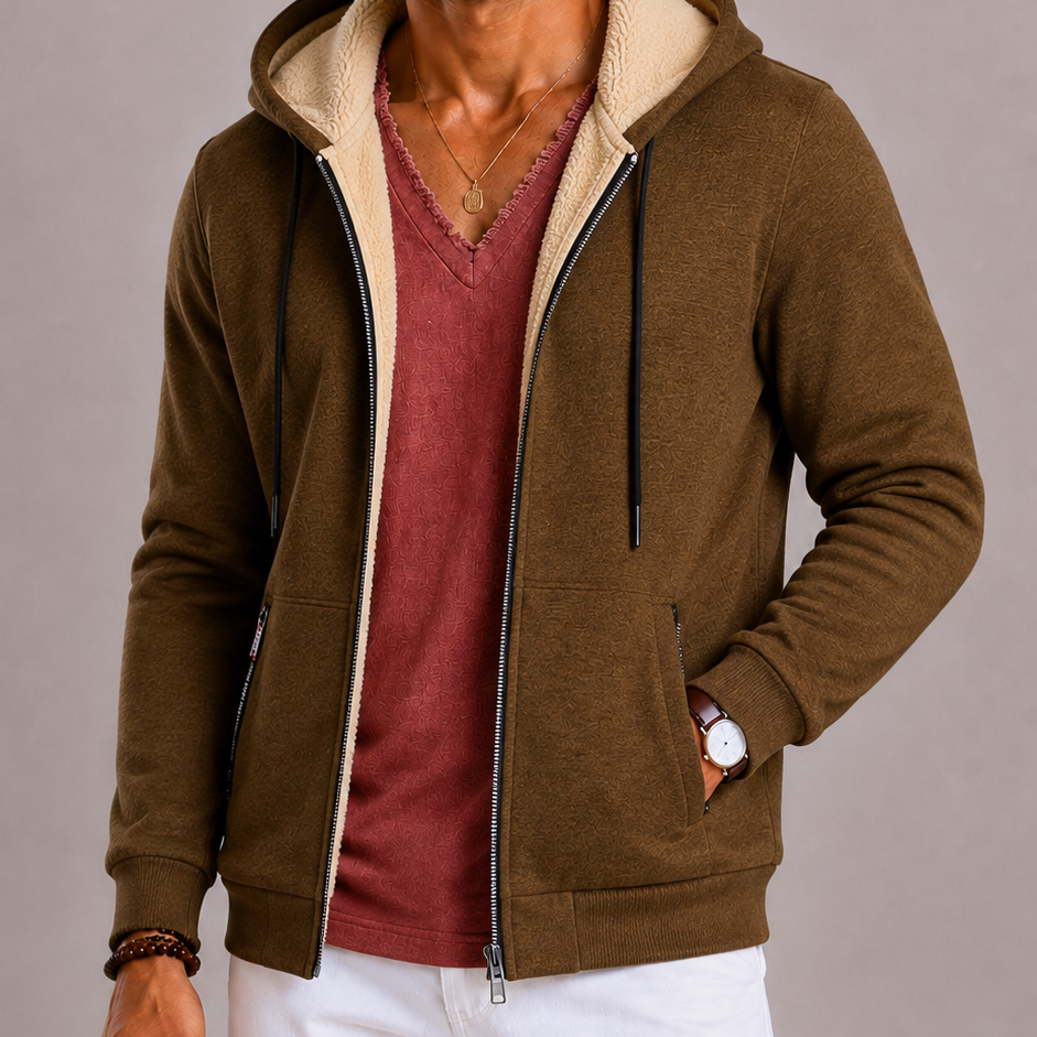Lunelle | Men's Vest with Hood and Warm Sherpa Look