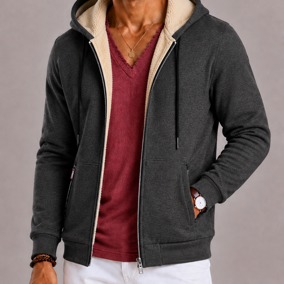 Lunelle | Men's Vest with Hood and Warm Sherpa Look