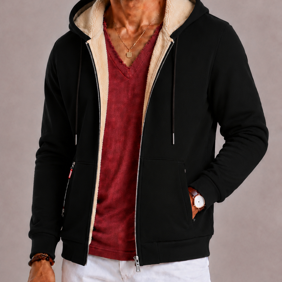 Lunelle | Men's Vest with Hood and Warm Sherpa Look