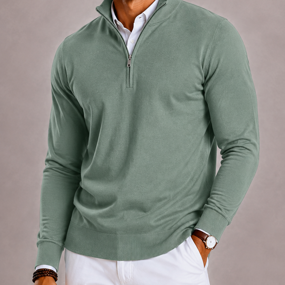 Lunelle | Men's Slim Fit Half-Zip Turtleneck Sweater