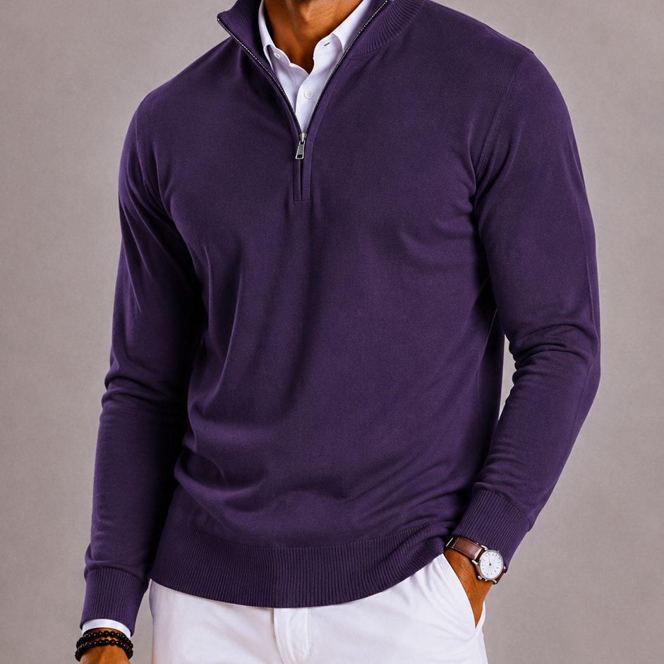 Lunelle | Men's Slim Fit Half-Zip Turtleneck Sweater