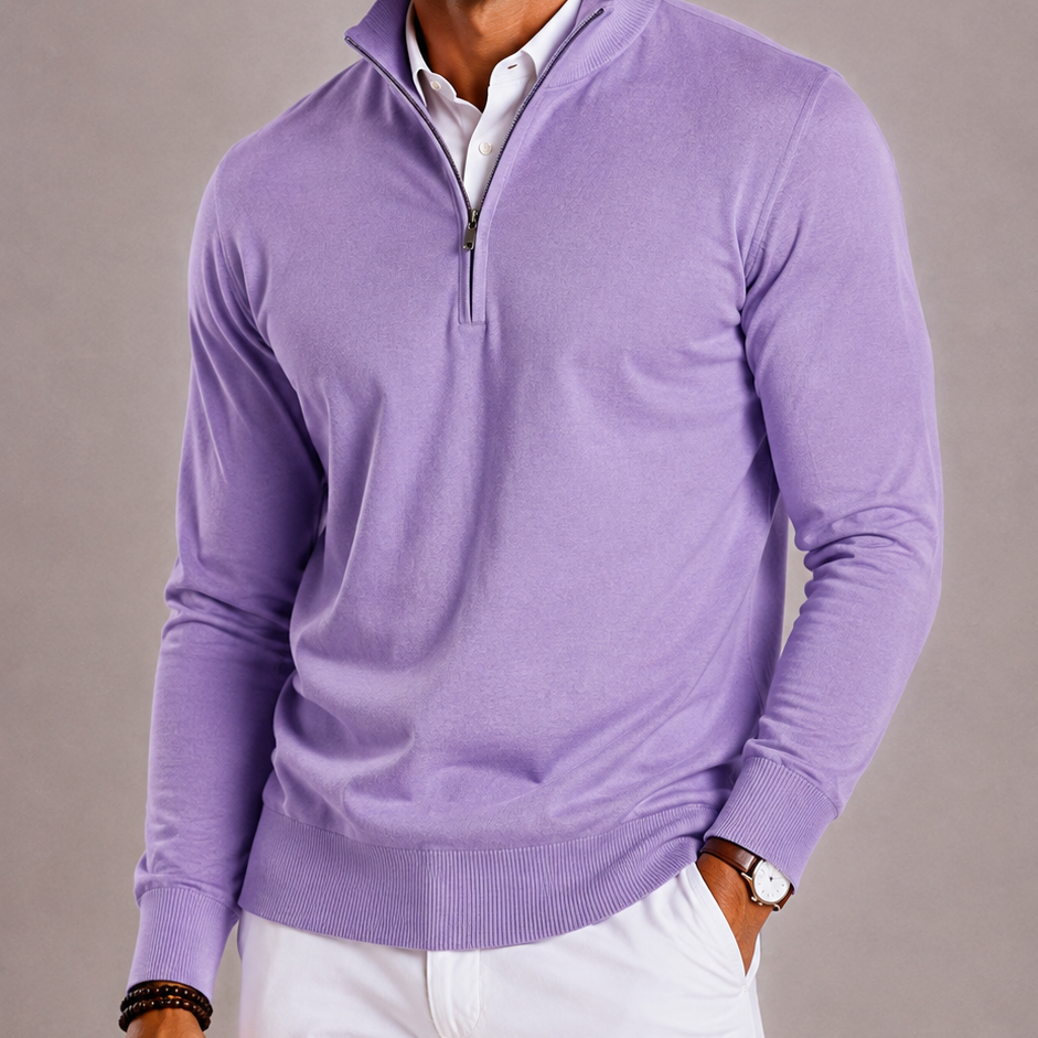 Lunelle | Men's Slim Fit Half-Zip Turtleneck Sweater