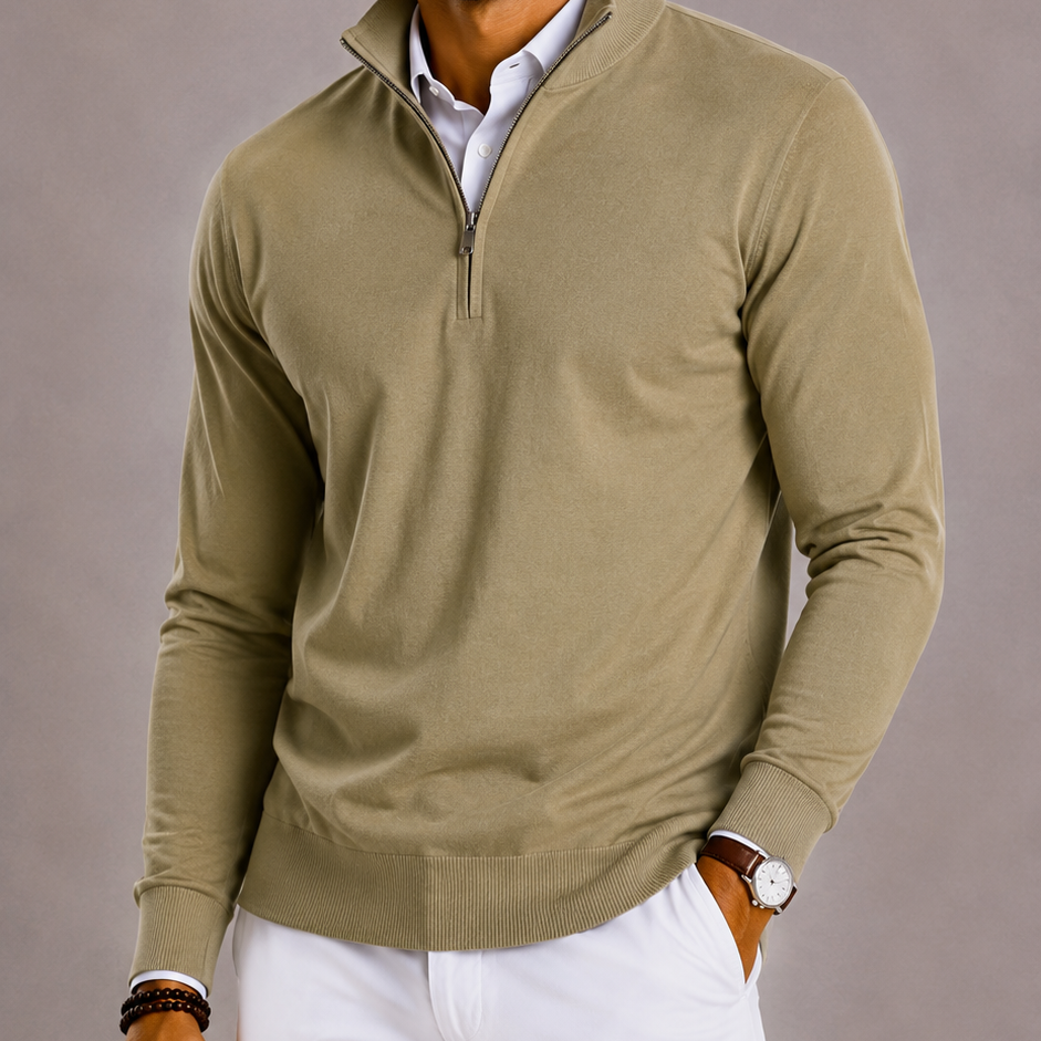 Lunelle | Men's Slim Fit Half-Zip Turtleneck Sweater