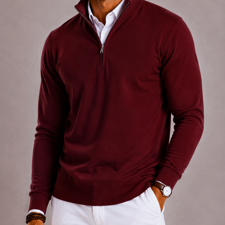 Lunelle | Men's Slim Fit Half-Zip Turtleneck Sweater