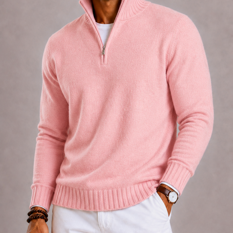 Lunelle | Men's Knitted Jumper with Zip and Thick Collar