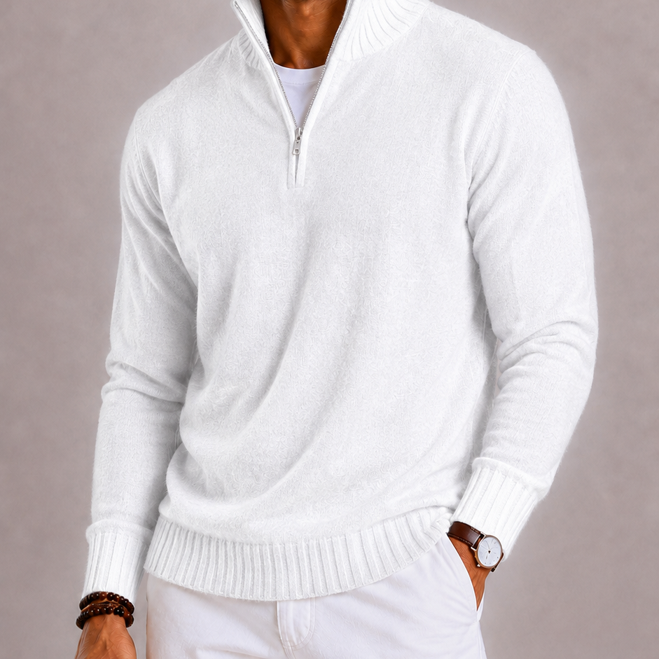 Lunelle | Men's Knitted Jumper with Zip and Thick Collar