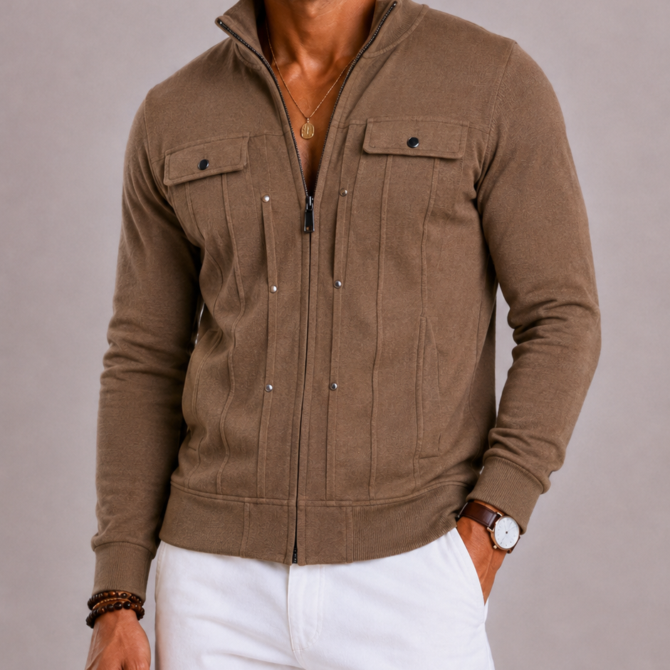 Lunelle | Men's Winter Cardigan with Collar and Practical Pockets
