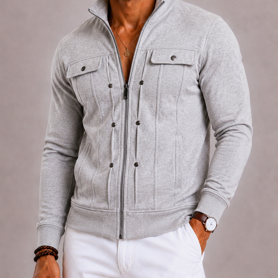 Lunelle | Men's Winter Cardigan with Collar and Practical Pockets